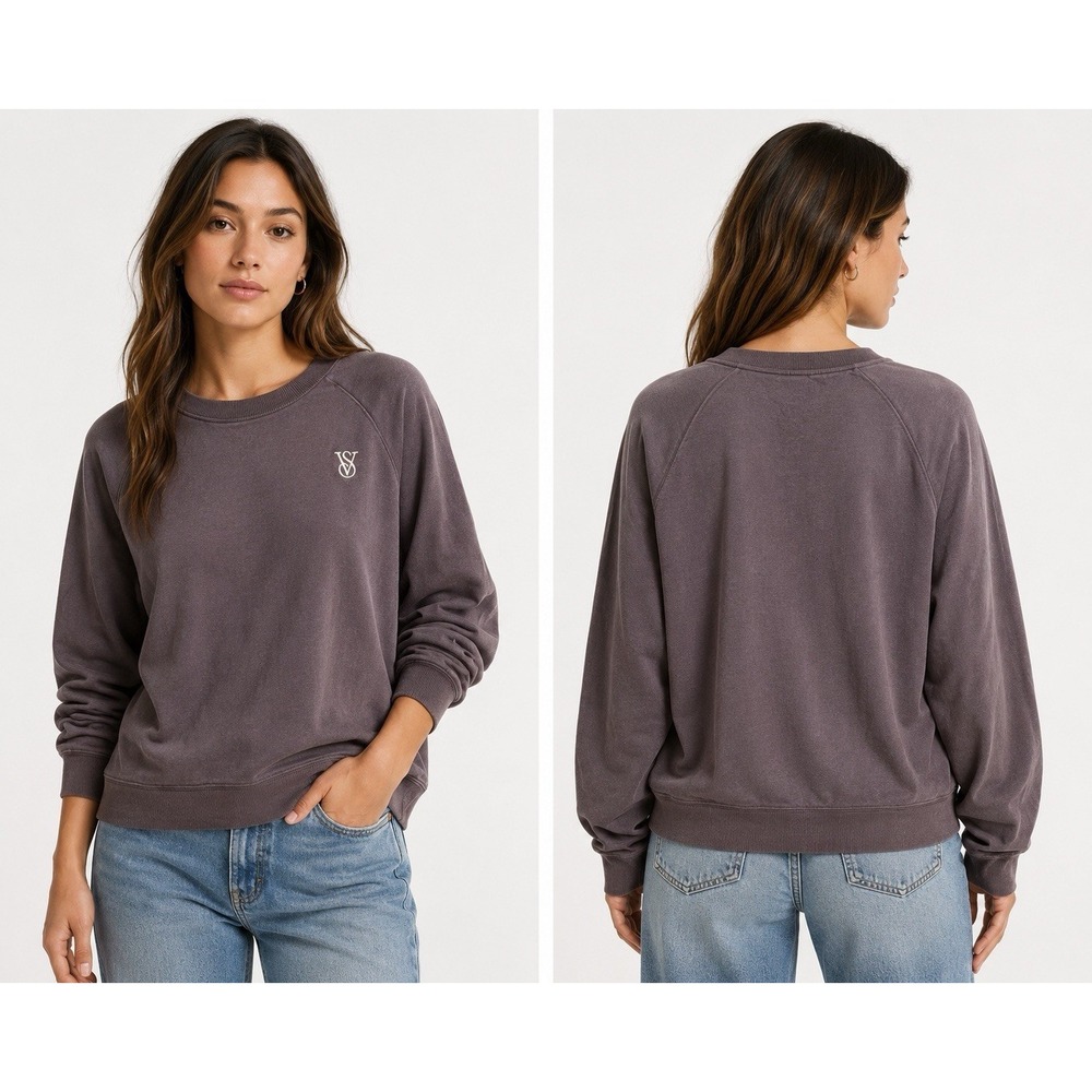 Victoria's‎ Secret VS Logo Crewneck Sweatshirt Women's Large Purple Long Sleeve